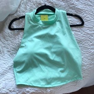 Crop Mock Neck Racerback Padded Sports Bra